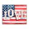 Stupell Industries Vintage Love Text Over Stitched American Flag Framed Giclee Art
